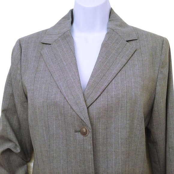Vintage 90s Pendleton Savvy Wool Stretch Pinstripe Blazer Ladies-8 Repaired Grey - Picture 2 of 12